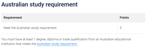Australian study requirement